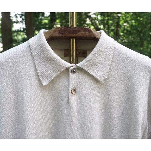 Tricots St. Raphael Beige Knit Collared 1/4 Button Up Sweater - Picture 2 of 7